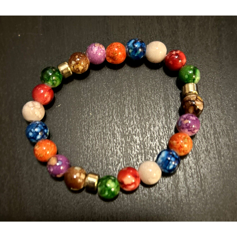 7 Chakra Wealth Stretch Beaded Bracelet Acrylic Beads Healing Energy Fashion